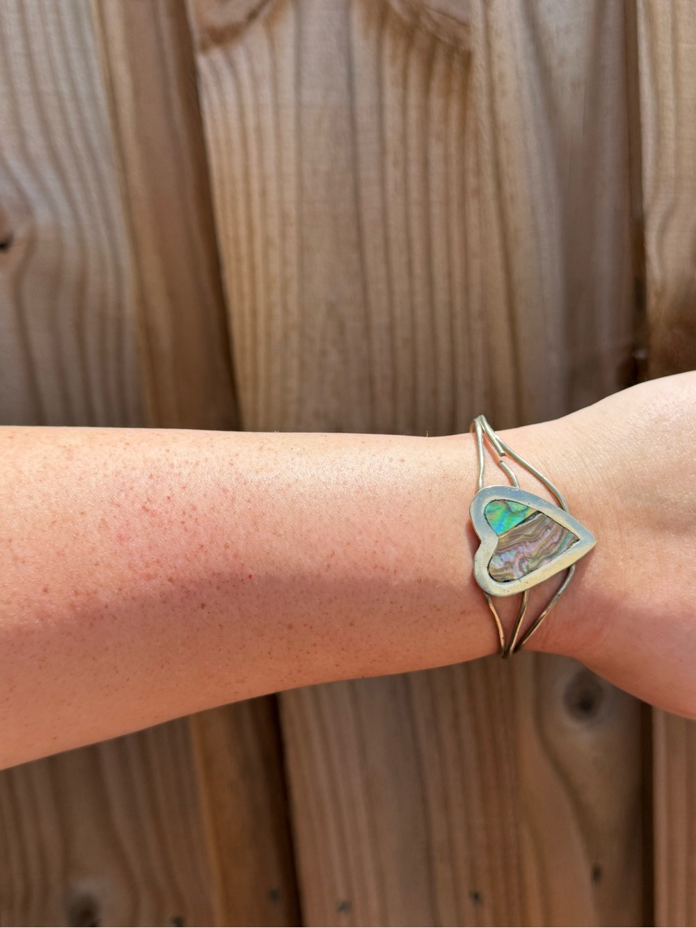 Abalone Heart Accent Silver Bracelet - Multicolor